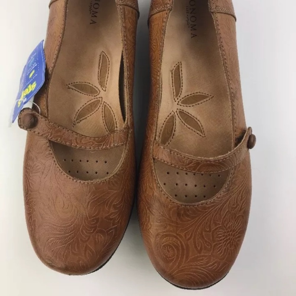 woman sonoma leather slip on flats size 4b new